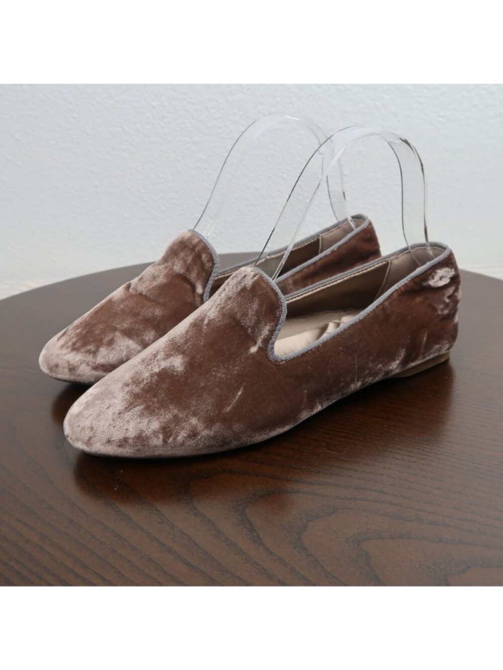 Birdies 7 Starling Brown Taupe Velvet Slip-On Loafers Cushioned Insole Flats - Picture 6 of 9